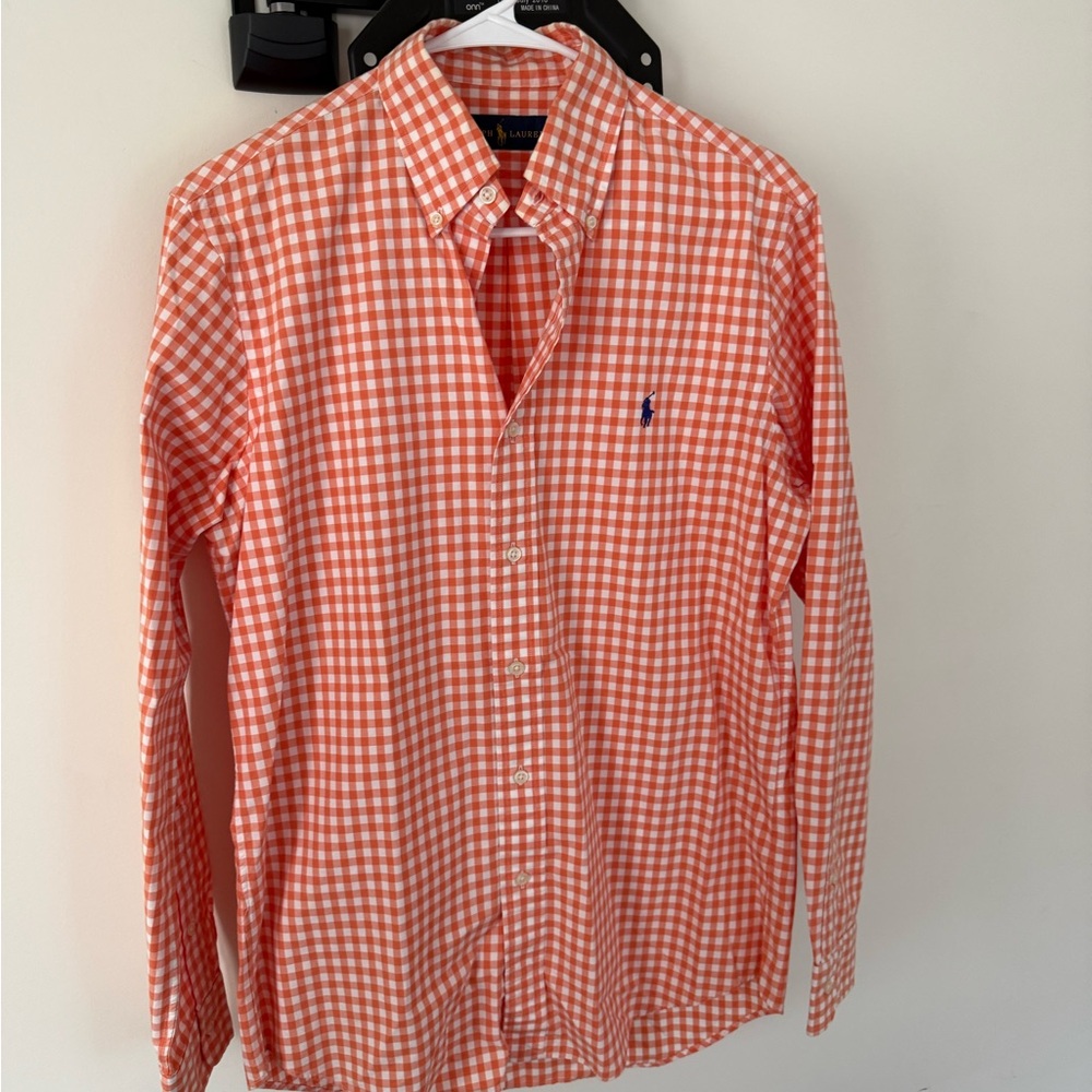 Polo by Ralph Lauren Men's Vibrant Orange Plaid Shirt